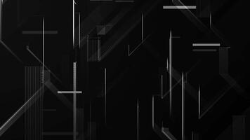 White lines on black background. Geometric minimalistic black background. Abstract techno background. Black tech background. Graphic pattern colorless dark looped. Black grid screen HUD. 60 fps, HD. video