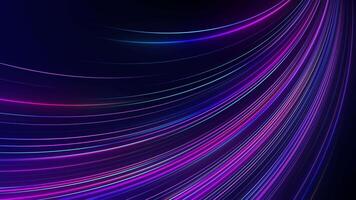 animation of glowing neon lines in blue and magenta on reflecting abstract background. looping 3d animation. Abstract background of dynamic neon lines glowing in the dark room with floor video