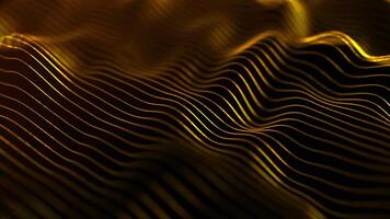 golden wave lines motion. Black abstract tech luxury waves motion background with golden lines. animation. Golden wavy lines abstract minimal elegant motion background. Seamless looping. video
