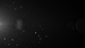 Shining glittering sparkling dust particles, energy levitating in space. Black and white shiny background. Glowing abstract bokeh of dust particles randomly spin floating in the air on dark looped video