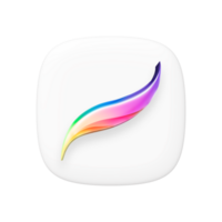 Procreate white app icon on transparent background png