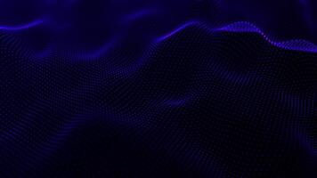 abstrato brilhando digital cyber onda fez do partículas e pontos movimentos em uma azul fundo, grande dados visualização, futurista e tecnológica, 4k, desatado ciclo video