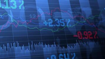 Trading background. News screen of numbers and sales charts. Cryptocurrency dark background. Finance exchange, cryptocurrency blue background. Looping graphics 4K 60 fps. video