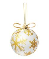 New Year Christmas glass ball with golden snowflake pattern on Christmas tree vector