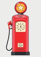 red retro gas station with indicator board on white background vector
