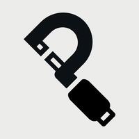 black and white icon of micrometer for measurements on white background vector
