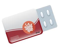 red pill pack with open blister on white background vector