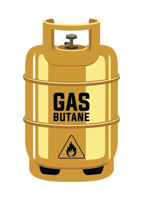 yellow butane gas cylinder icon isolated on white background