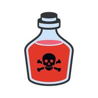 stylized icon of test tube flask with poison for chemical experiments on white background vector