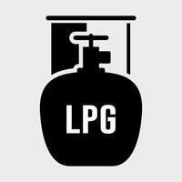 black and white icon of LPG gas cylinder on white background vector