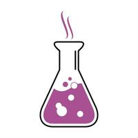 icon of flask test tube with liquid for chemical experiments on white background vector