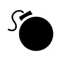 black and white icon of a bomb core with a fuse on a white background vector