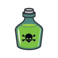 stylized icon of test tube flask with poison for chemical experiments isolated on white background vector