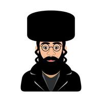 colored icon of bust of hasid jew in hat with sidelocks isolated on white background vector