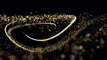 Golden particles sparkles. Christmas glitters alpha channel. Bokeh lights. 3D dust trail bokeh Magical shimmering light. sparkling particles. magic Birthday, Anniversary, new year. Golden dust video
