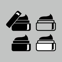 black and white icon of cream jar on white background vector