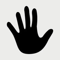 black and white icon of human hand palm on white background vector