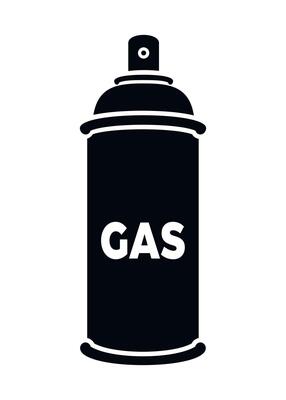 black gas cylinder icon on white background