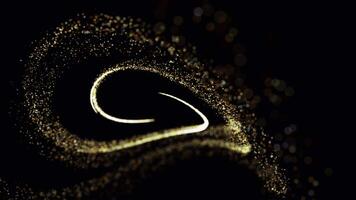 Golden particles dust on transparent background. Magic gold glittering alpha channel effect. Dust glitter particles swirl. Magic wand gold dust sweeping movement. Glowing fantasy galaxy. Loop video