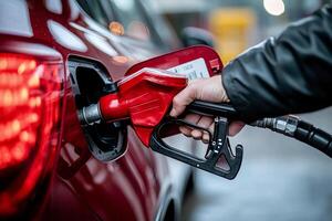 A person is filling up their car with gas photo