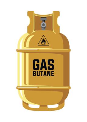 yellow butane gas cylinder icon on white background