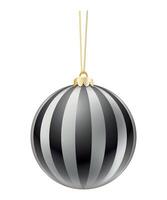 new year christmas glass ball with linear pattern on christmas tree on white background vector