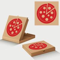 set of pizza box mockup on white background vector