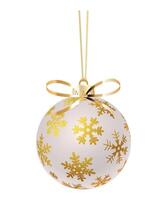 New Year Christmas glass ball with golden snowflake pattern on Christmas tree on white background vector