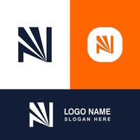 N logo design with sunlight symbol. vector