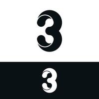 Abstract number 3 logo design concept vector