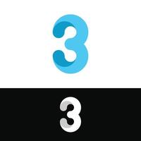 Abstract number 3 logo design vector