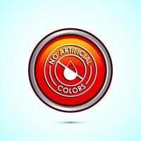 No artificial colors icon design illustration, Artificial color free symbol, Natural product, Orange color round button design vector