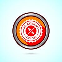 No artificial colors icon design illustration, Artificial color free symbol, Natural product, Orange color shadow button design vector