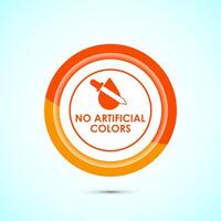 No artificial colors icon design illustration, Artificial color free symbol, Natural product, Orange color button design vector