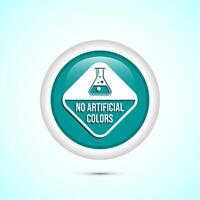 No artificial colors icon design illustration, Artificial color free symbol, Natural product, Teal color round button design vector