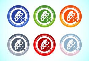 Soy or soya free icon design. Soy allergen free product food sign, 6 color button design vector