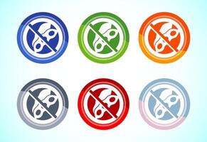 Soy or soya free icon design illustration. Soy allergen free product food sign, 6 color button vector