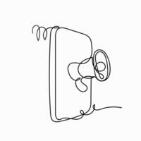 continuous line drawing of a speaker and mobile phone vector