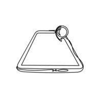 a drawing of a tablet with a gps vector