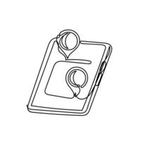 a drawing of a tablet with gps on it vector