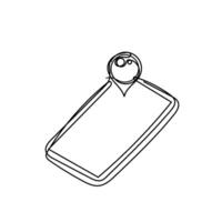 a drawing of a phone with a pin on it vector