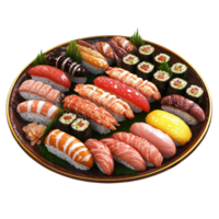 Sushi Platter with Various Rolls on Transparent Background png