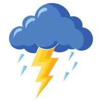 Blue Cloud with Lightning Design Storm and Weather Illustration vector