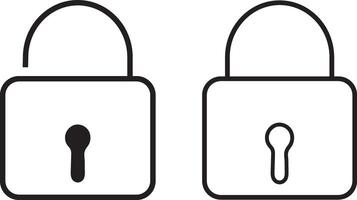 Unlock or open lock icons set collection Line Icon Design Simple, Lock icon simple Design vector