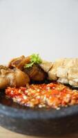 A plate of food on a table photo