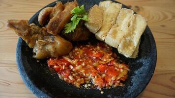 A plate of food on a table photo