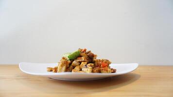 A plate of food on a table photo