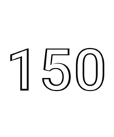 Black and white color numbers 150 png