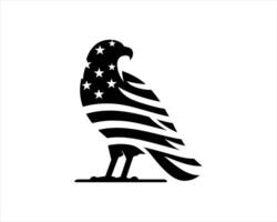 A black and white eagle with an american flag on it vector