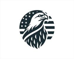 An eagle head with an american flag in the background vector
